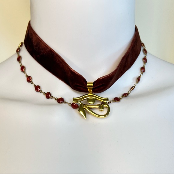 Eye of Horus Pendant Choker with matching Necklace - Ancient Egyptian Choker - Picture 6 of 8